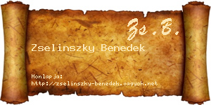 Zselinszky Benedek névjegykártya